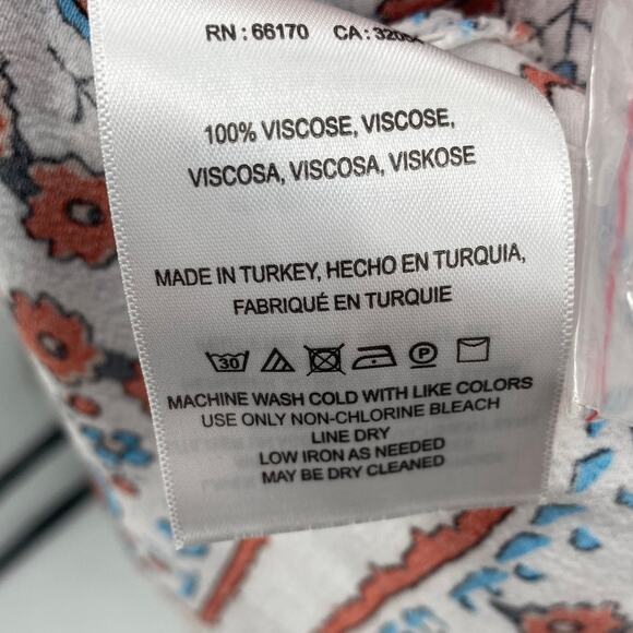 Anthropologie Maeve Praslin Mini Dress Floral Geometric Print Retro White Blue 2 - Picture 8 of 9